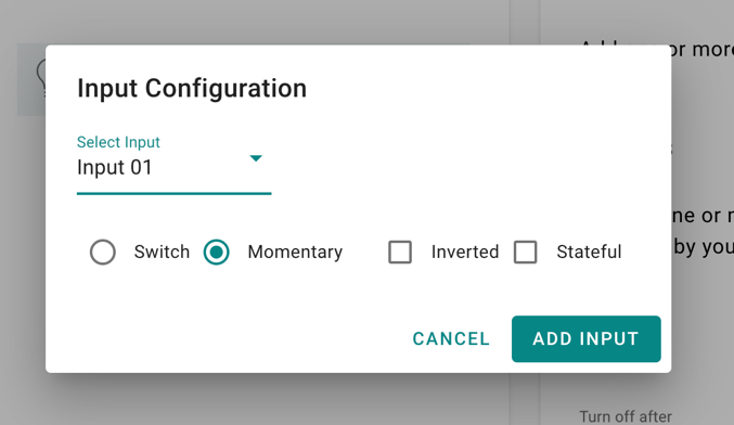 Lightbulb additional settings configuration panel